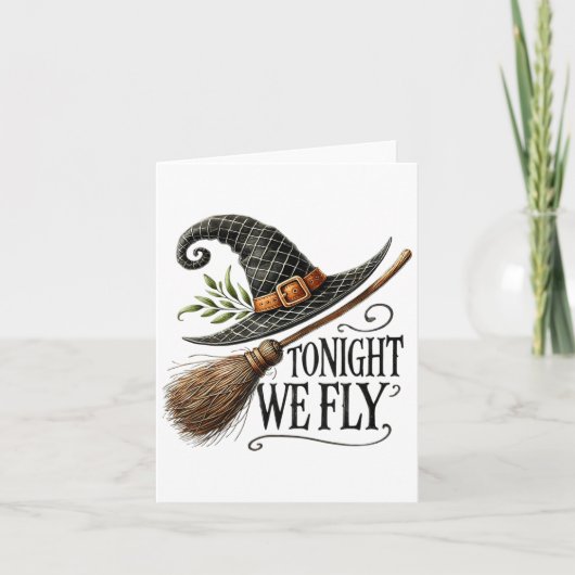 Vanavond vliegen we met heks Pet Broom Halloween M Kaart (Voorkant)