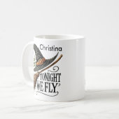 Vanavond vliegen we met pet en bezemheks koffiemok (Voorkant links)