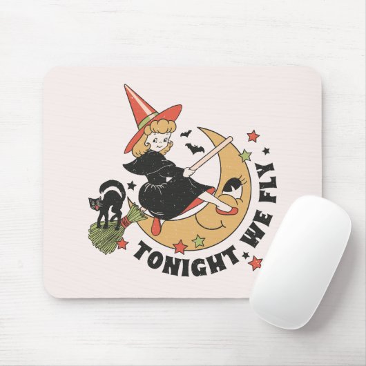 Vanavond vliegen we schattige heks muismat (Met muis)