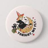 Vanavond vliegen we schattige heks ronde button 7,6 cm (Voorkant)