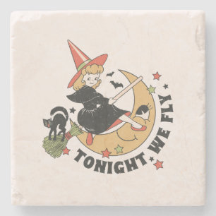 Vanavond vliegen we schattige heks stenen onderzetter