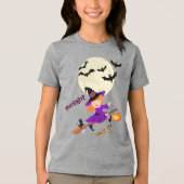 Vanavond vliegen we Schattigee heks Broom Flying T Tri-Blend Shirt (Voorkant)