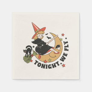 Vanavond vliegen we - Schattigee heks en zwarte ka Servet