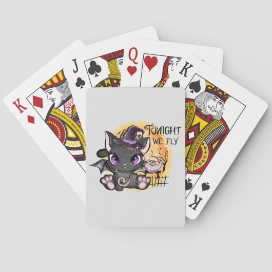 Vanavond Vliegen We – Zwarte Heks Kat Pokerkaarten (Achterkant)