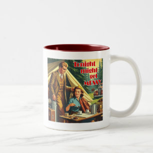 Vanavond wordt misschien rommelig kamperen tweekleurige koffiemok