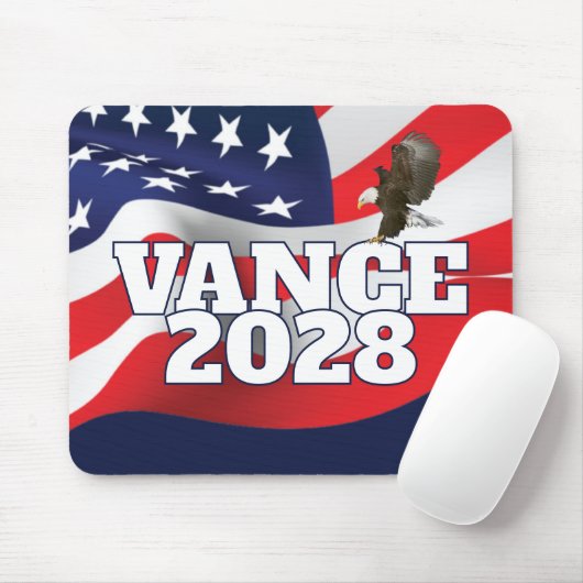 Vance 2028 tekst met vlag en Amerikaanse zeearend Muismat (Met muis)
