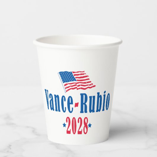 Vance Rubio 2028 (vlag) Papieren Bekers (Voorkant)