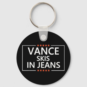 Vance skiet in jeans grappig skien anti jd vance sleutelhanger