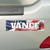 Vance-tekst met vlag en Amerikaanse zeearend Bumpersticker (Op auto)