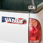 Vance-tekst met vlag en Amerikaanse zeearend Bumpersticker (Op Truck)