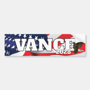 Vance-tekst met vlag en Amerikaanse zeearend Bumpersticker