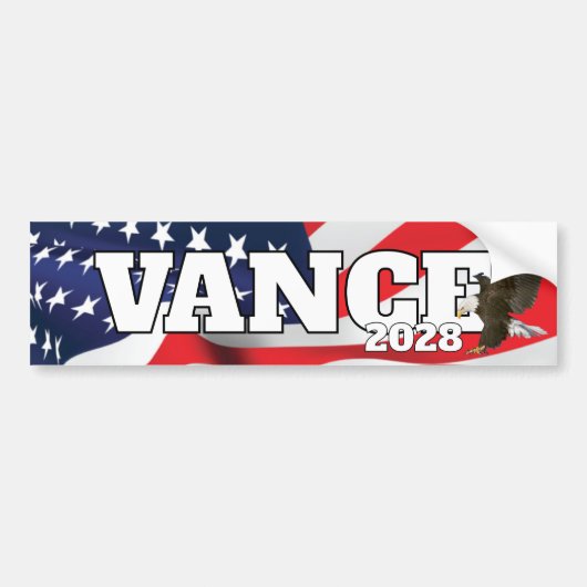 Vance-tekst met vlag en Amerikaanse zeearend Bumpersticker (Voorkant)