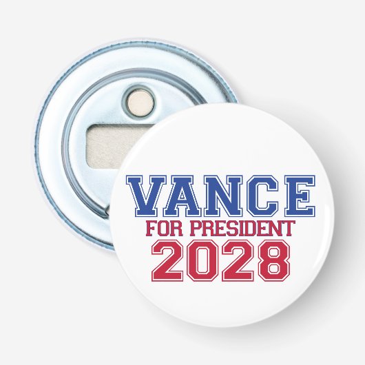 Vance voor president (varsity) button flesopener (Voorkant)
