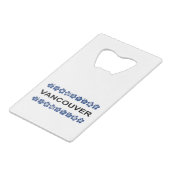 Vancouver Aloha Bands Blue Light Color Creditkaart Flessenopener (Voorkant Gekanteld)