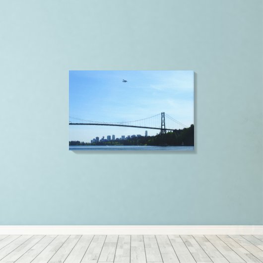 Vancouver Art Print Lions Gate Cityscape Canvas (Insitu (Houten vloer))