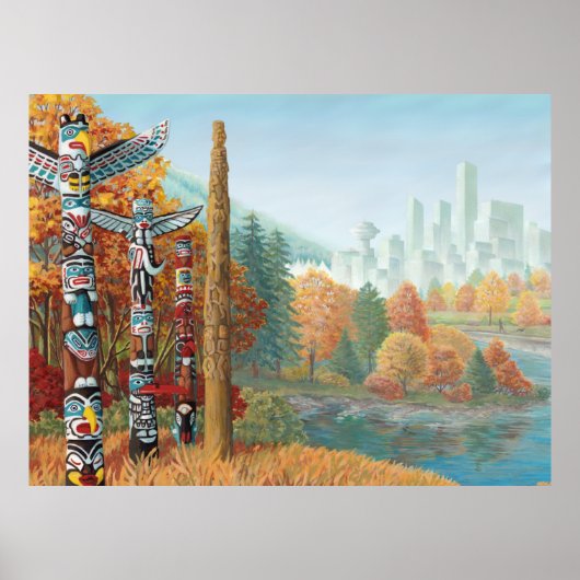Vancouver Art Print Vancouver Totem Pole Painting (Voorkant)