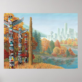 Vancouver Art Print Vancouver Totem Pole Painting