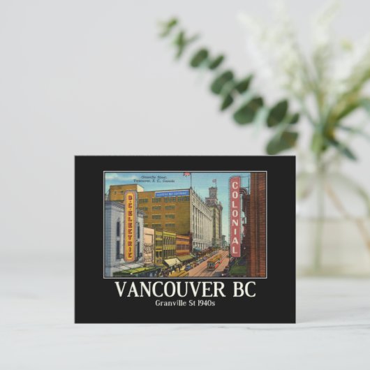 Vancouver BC Canada Granville St 1940 Briefkaart (Staand voorkant)