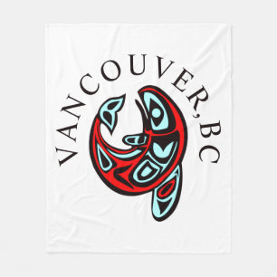 Vancouver BC Haida Orka Totem Tatoeage Moordwalvis Fleece Deken