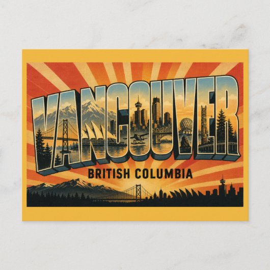 Vancouver BC Kustmetropool Briefkaart (Voorkant)