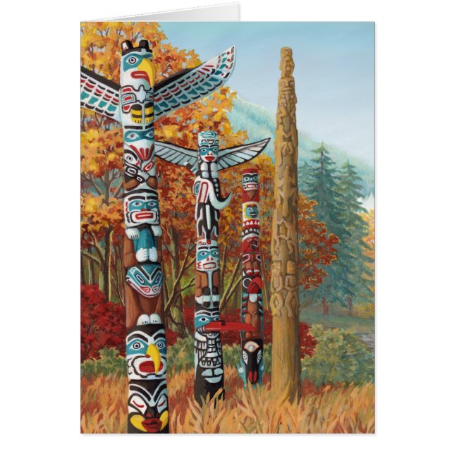 Vancouver BC Souvenir Kaarten Totem Pole Art Kaart (Voorkant)