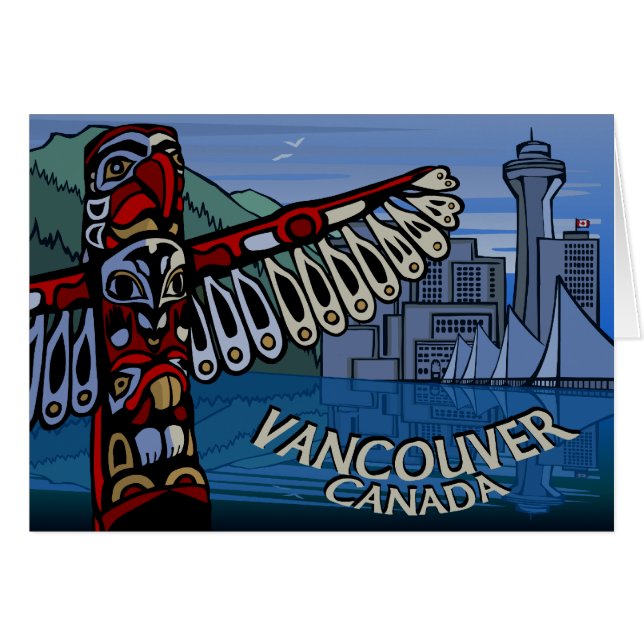 Vancouver BC Souvenir Kaarten Totem Pole Art Kaart (Voorkant Horizontaal)