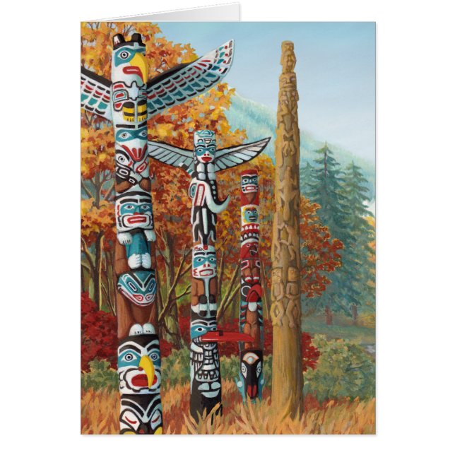 Vancouver BC Souvenir Kaarten Totem Pole Art Kaart (Voorkant)