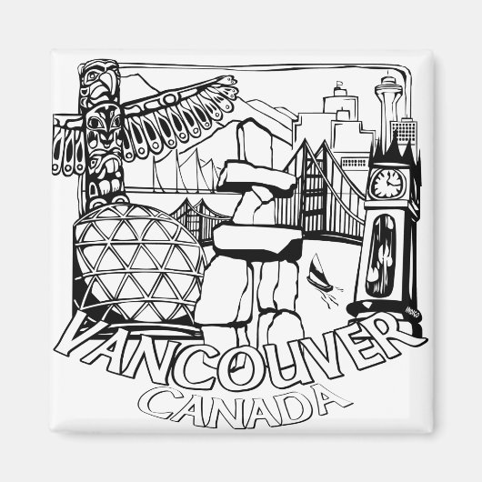 Vancouver BC Souvenir Magneten Buttonnen & Geschen (Voorkant)