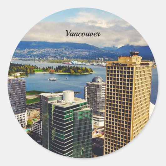 Vancouver, BC stadsgezicht Ronde Sticker (Voorkant)