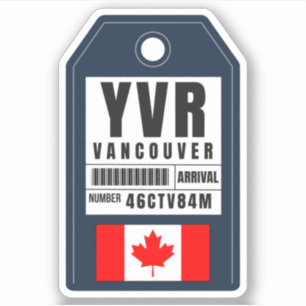 Vancouver-boarding pass - Canada YVR Sticker