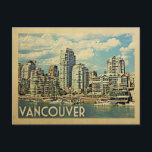 Vancouver Briefkaart Canada Vintage Travel<br><div class="desc">Het ontwerp van Vancouver Canada in Vintage Travel-stijl met een uitgebreid skyline-uitzicht in de stad.</div>