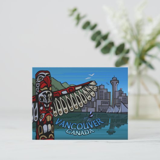 Vancouver Briefkaarten Totem Pole & Landmarks Card (Staand voorkant)