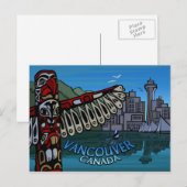 Vancouver Briefkaarten Totem Pole & Landmarks Card (Voorkant / Achterkant)