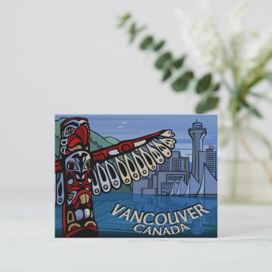 Vancouver Briefkaarten Totem Pole & Landmarks Card (Staand voorkant)