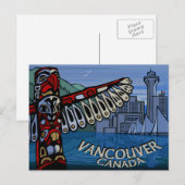 Vancouver Briefkaarten Totem Pole & Landmarks Card (Voorkant / Achterkant)
