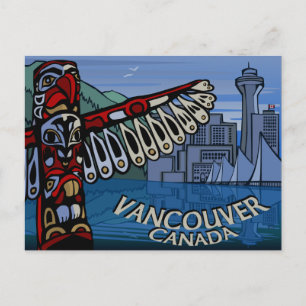 Vancouver Briefkaarten Totem Pole & Landmarks Card