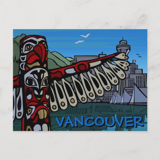 Vancouver Briefkaarten Totem Pole & Landmarks Kaar (Voorkant)
