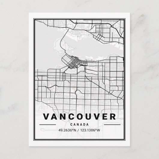 Vancouver British Columbia Canada Travel City Map Briefkaart (Voorkant)