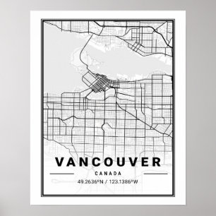Vancouver British Columbia Canada Travel City Map Poster