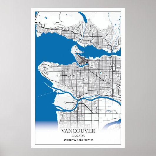 Vancouver British Columbia Canada Travel City Map Poster (Voorkant)