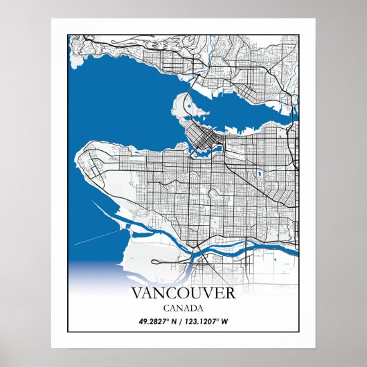 Vancouver British Columbia Canada Travel City Map Poster (Voorkant)