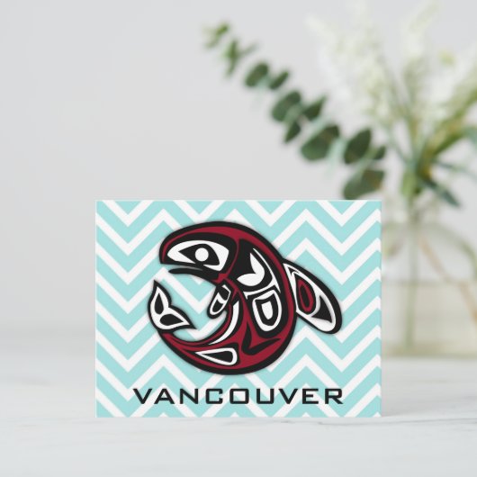 Vancouver British Columbia Nautical Orca Whale Art Briefkaart (Staand voorkant)