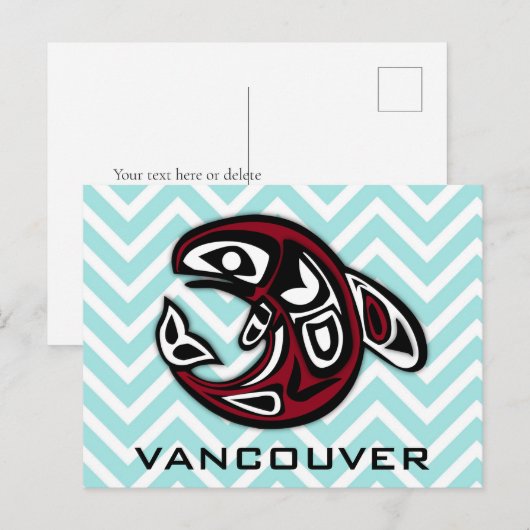 Vancouver British Columbia Nautical Orca Whale Art Briefkaart (Voorkant / Achterkant)