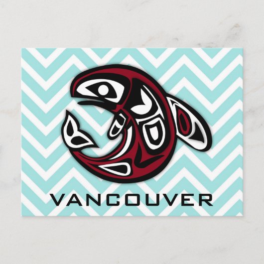 Vancouver British Columbia Nautical Orca Whale Art Briefkaart (Voorkant)