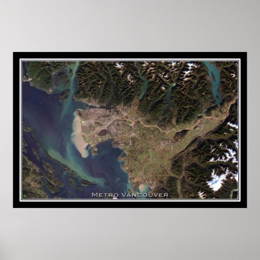 Vancouver British Columbia Satellite Poster Map (Voorkant)