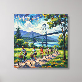 Vancouver Brug en Seawall Scene Canvas Afdruk