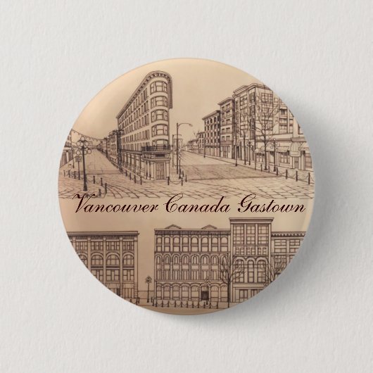 Vancouver Buttonnen Souvenir Buttonnen Gastown Art Ronde Button 5,7 Cm (Voorkant)