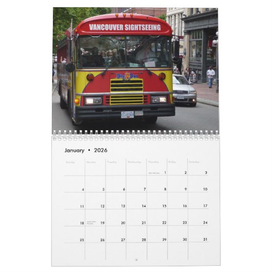 Vancouver, Canada 2026 Calendar Kalender (Jan 2026)