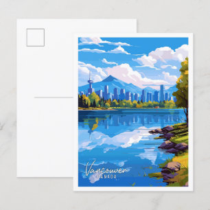 Vancouver Canada Art vintage reisillustratie Briefkaart