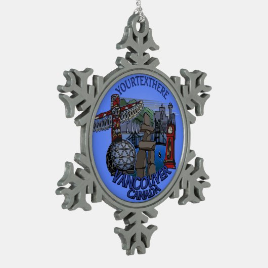 Vancouver Canada kerstversieringen gepersonaliseer Tin Sneeuwvlok Ornament (Links)